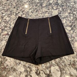 Monteau Women's Double Front Zip Black Shorts Size S